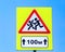 Road sign Warning Children on sky background