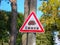 Road sign, warning for people, Caution, animals, hedgehog