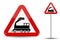 Road sign Warning Railway crossing without barrier. In Red Triangle is a schematic depiction of a steam locomotive in