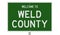 Road sign for Weld County