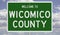 Road sign for Wicomico County