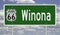 Road sign for Winona Arizona on Route 66