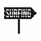 Road sign with word Surfing icon, simple style