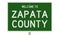 Road sign for Zapata County
