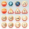 Road Signs Glossy Icons Set