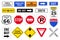 Road Signs. Orientation on the highway for drivers. Vector illustration