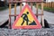 Road signs. Road works. Replacement of the road surface