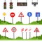 Road signs set, various traffic sign vector illustrations