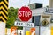 Road signs at a toll bridge in Texas