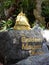 Road stone with the designation Golden Mountain in Bangkok Thailand.