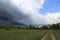 Road in stormy steppe