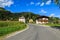 Road in Strassen alpine village in Dolomites Mountains, Austria