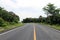 Road, street, avenue roadway, countryside road and curve traffic signs in the left Thailand