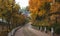 Road to beautiful churches in the Dormition Pskovo Pechersky Monastery in the city of Pechery, Pskov Region, Russia during the