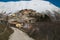 Road to Castelluccio di Norcia old village destroyed by strong earthquake of central Italy, Umbria