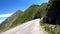 On the road to col d`Aubisque in french Pyrenees mountains