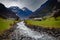 Road to Grindelwald through the Swiss Alps