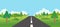 Road to nature backgroud vector illustration.Street with field ,forest, hills , clouds and trees.Beautiful nature landscape.