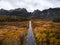 Road to Norwegian mountains in autumn