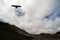 Road to nowhere with silhouette of a falcon - Lanzarote, Canary Island