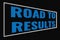 Road To Results blue text on dark screen