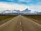 road towards El Chalten with mountains Fitz Roy and Cerro Torre