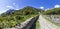 Road from town Sabbinoara to castle of Avio through vineyard in