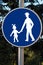 Road traffic children beware sign in white against blue