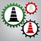Road traffic cone icon. Vector. Three connected gears with icons