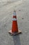 Road traffic cone with reflective bands