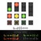 Road Traffic Light Vector. Realistic LED Panel. Sequence Lights Red, Yellow, Green. Time, Turn, Go, Wait, Stop Signals