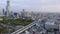 Road traffic overpass aerial panorama, Osaka, Japan.