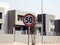 A road traffic sign in Egypt that gives an alert to drivers 50 fifty kilometer per hour is the maximum speed limit, over 50 KM