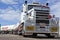 Road train driving in central Australia Outback