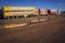 Road train trailers waiting to be loaded