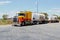 Road train, truck trailer at Stuart highway, Australia