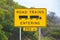 Road Trains entering in 250 meters ahead street sign in Australia