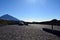 Road travel concept with car and Teide Peak in Tenerife