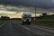 Road trip caravan passing on New Zealand asphalt Road