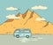 Road trip flat line illustration.