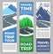 Road trip travel banners, tourism agency journey
