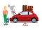 Road Trip Vehicle Failure Flat Vector Illustration