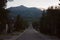 Road trough the street, city of Breckenridge Colorado USA