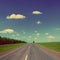 Road under sky - vintage retro style