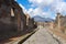 road with vesuvius volcano background in pompeii archeological park