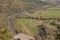 Road view from a high observation point and forest