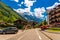 Road in village Chamonix, Mont Blanc, Haute-Savoie, Alps, France