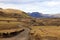 Road through volcanic field