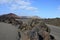 A road through volcanic landscape of Timanfaya on Lanzarote