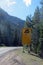 Road warning sign on Highway 108, Sonora Pass, Sierra Nevada, California
